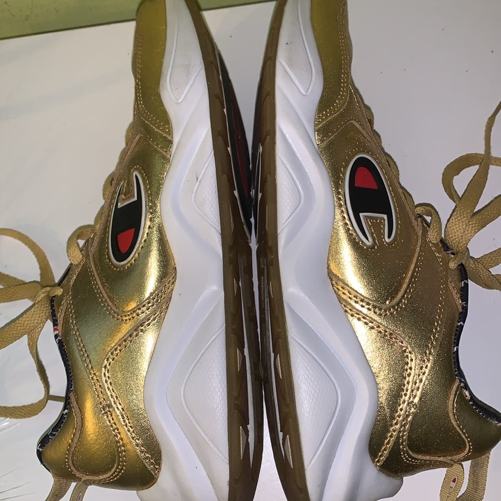 Champion gold leather sneakers 8 woman 6.5 youth - Picture 5 of 10